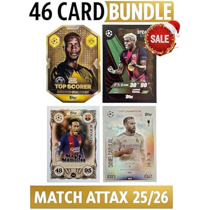 rayihni SUPER RARE 46-CARD BUNDLE: LAMINE YAMAL, GUIRASSY, NEYMAR JR, CARVAJAL +42 BONUS CARDS  MATCH ATTAX 2025/2026 (25/26)  FOOTBALL TRADING CARDS - Image 2